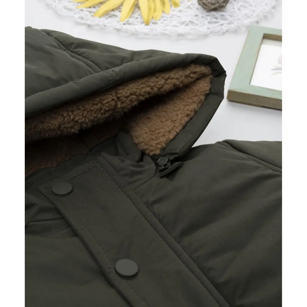 Abrigo acolchado verde con pelo sintético para niño*Prenatal New