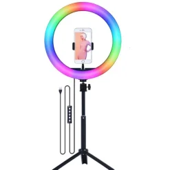 New Aro de luz 26 cm Led 9 colores con trípode 210 cm Figuras De Acción