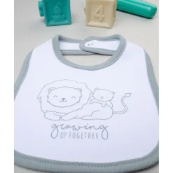 Babero niño blanco/gris*Prenatal
