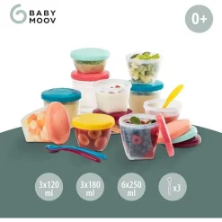 Best - 12 Recipientes Babybols (3 x 120ml / 3 x 180ml / 6 x 250ml) + 3 Cucharas Preparación Comida Y Accesorios·Termos, Recipientes Y Contenedores