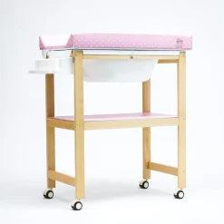 Bañera de Madera Natural Sobrebidé Topos Rosa*PLASTIMYR Online