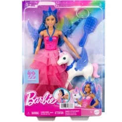 Outlet Barbie - Muñeca Celebración Zafiro con Vestido Rosa y Unicornio ㅤ Muñecas