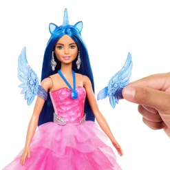 Outlet Barbie - Muñeca Celebración Zafiro con Vestido Rosa y Unicornio ㅤ Muñecas