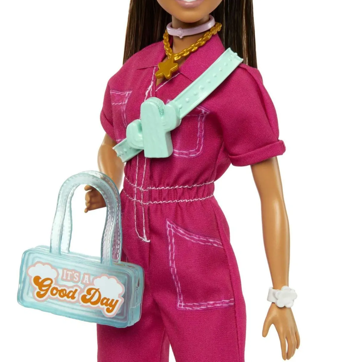 Barbie - Muñeca con Mono Rosa y Complementos de Moda ㅤ*MATTEL Discount