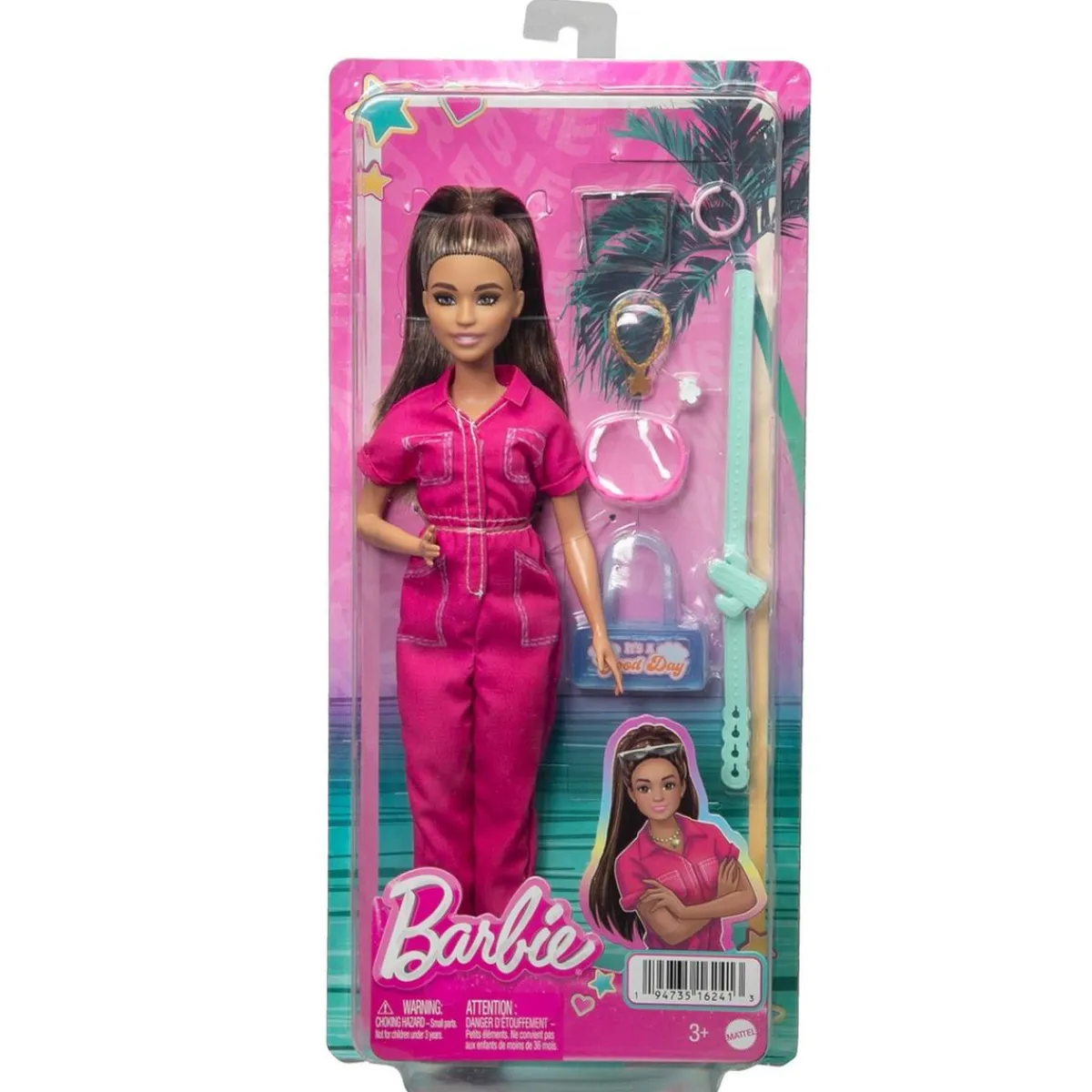 Barbie - Muñeca con Mono Rosa y Complementos de Moda ㅤ*MATTEL Discount
