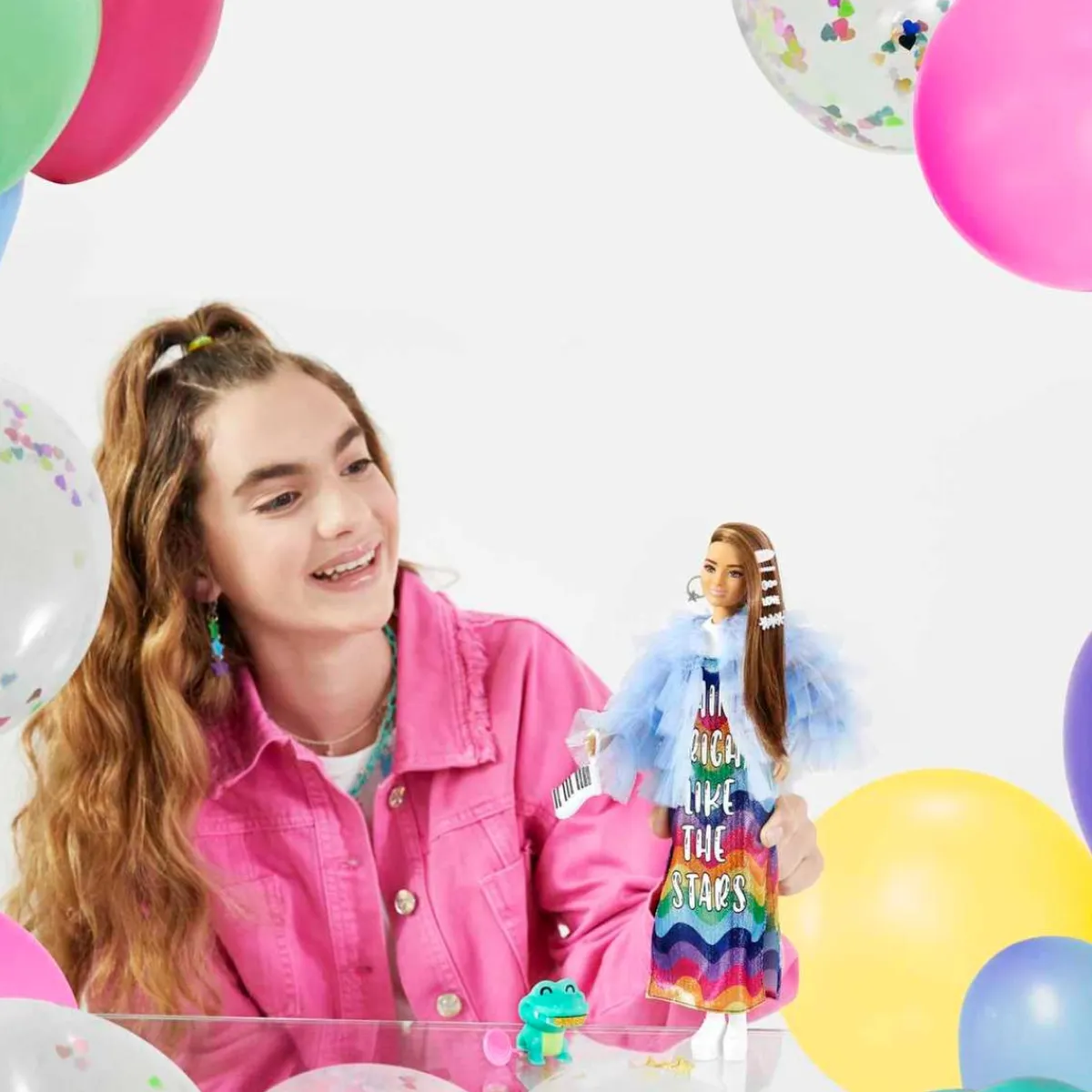 Best Barbie - Muñeca Extra - Vestido arcoíris Muñecas