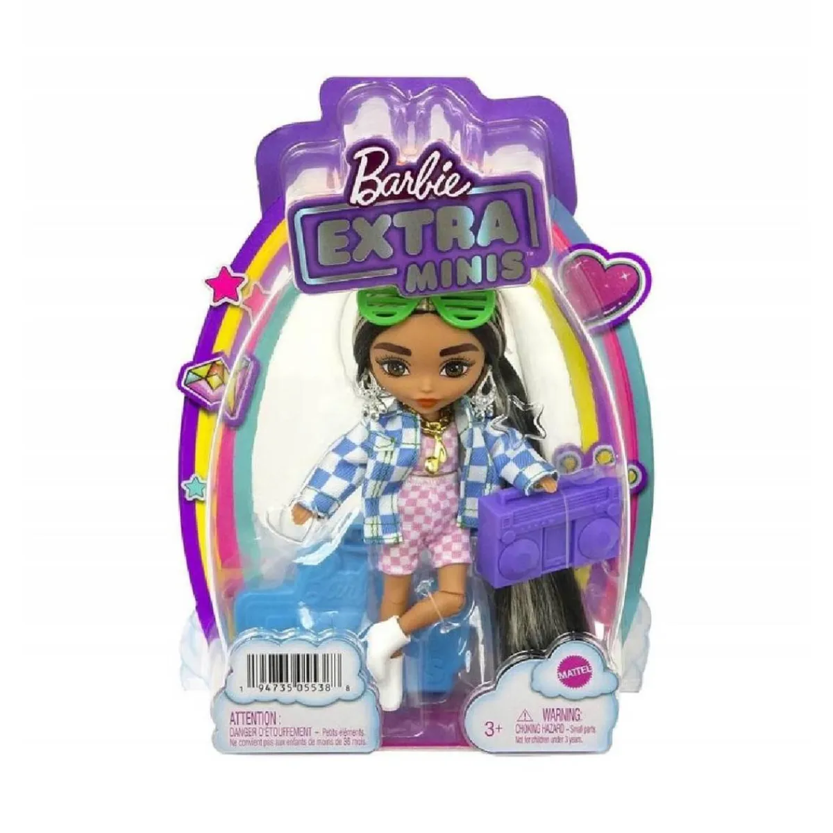 - Muñeca extra mini chaqueta de cuadros*BARBIE