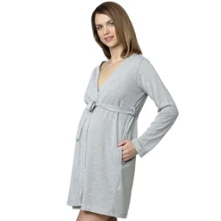 Bata de estar por casa en gris claro: suavidad y estilo*Prenatal Sale