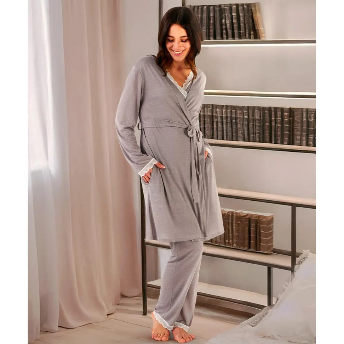 Bata premamá de lactancia con encaje*Prenatal Sale