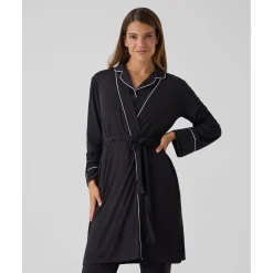 New Bata premamá negra con bordes blancos Premamá·Íntimo Y Noche|Íntimo Y Noche·Batas