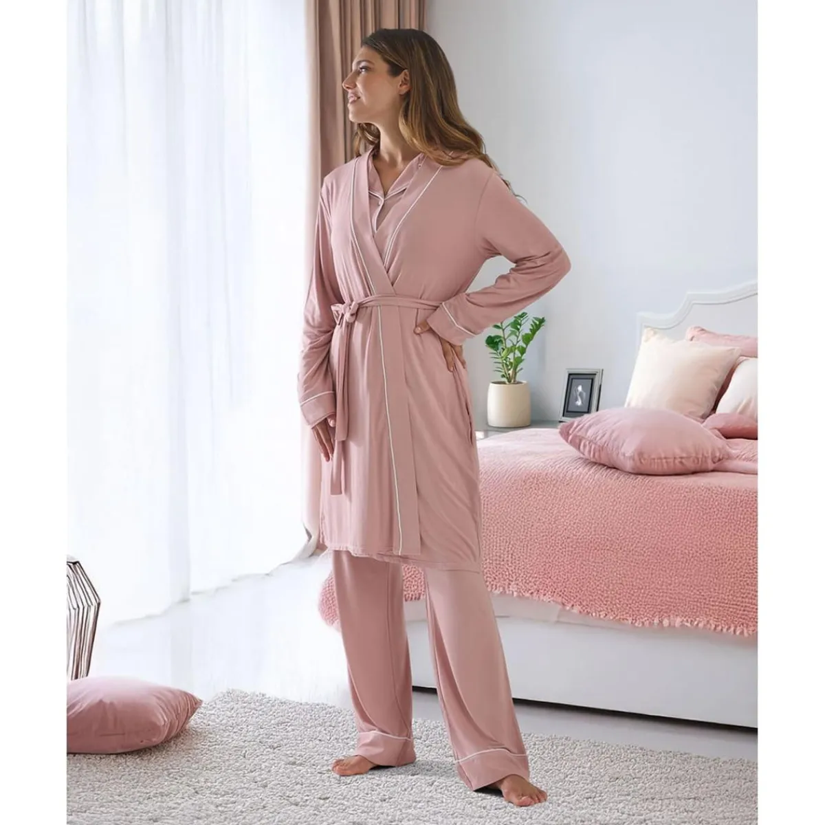 Online Bata premamá rosa empolvado Premamá·Íntimo Y Noche|Íntimo Y Noche·Batas