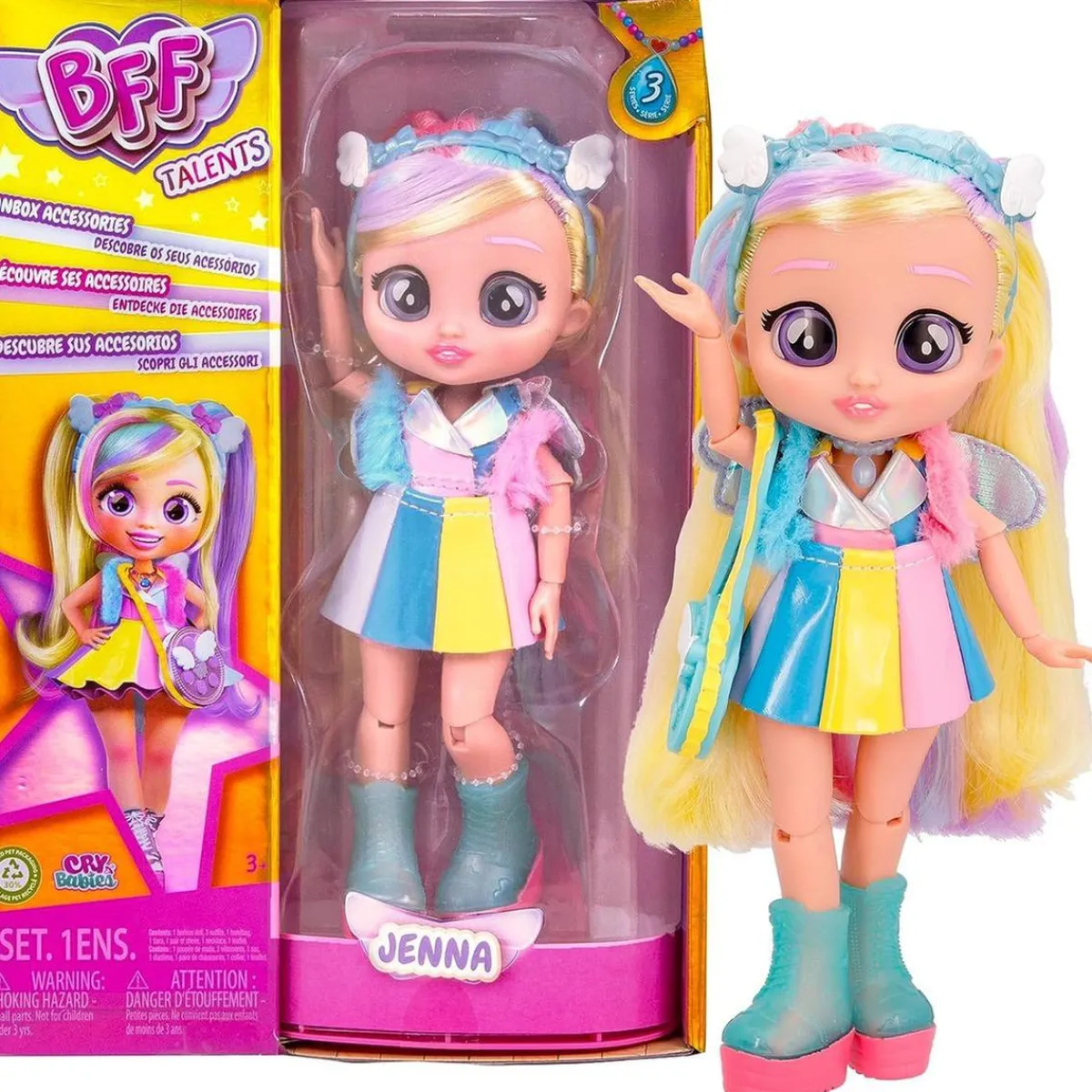 Discount Bebés Llorones - Best Friends Forever Serie 3 Jenna con pelo largo y 9 accesorios ㅤ Muñecas