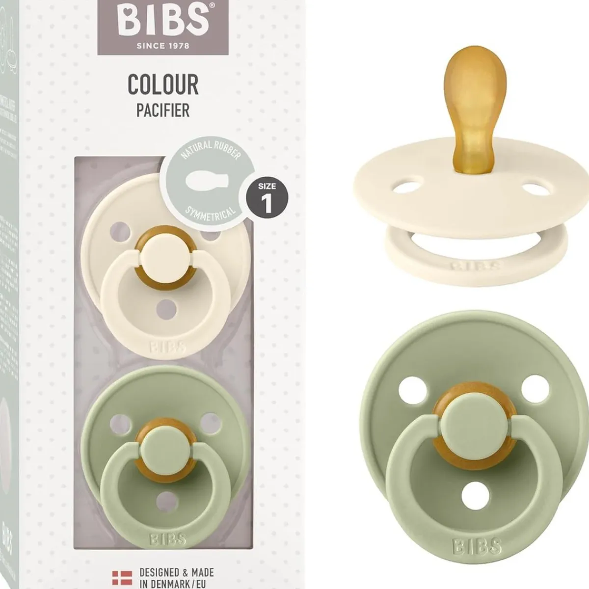 - Pack 2 chupetes Colour 0-6 meses - Ivory/Sage*BIBS Outlet