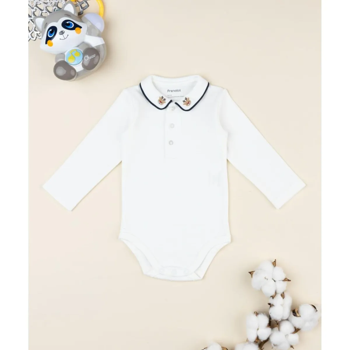 Body bebé blanco con cuello navideño*Prenatal Clearance