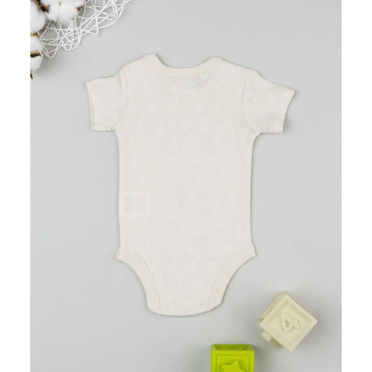 Outlet Body beige de manga corta para bebé con estampado floral Ropa Y Accesorios·Bodies|Recién Nacido·Ropa Y Accesorios