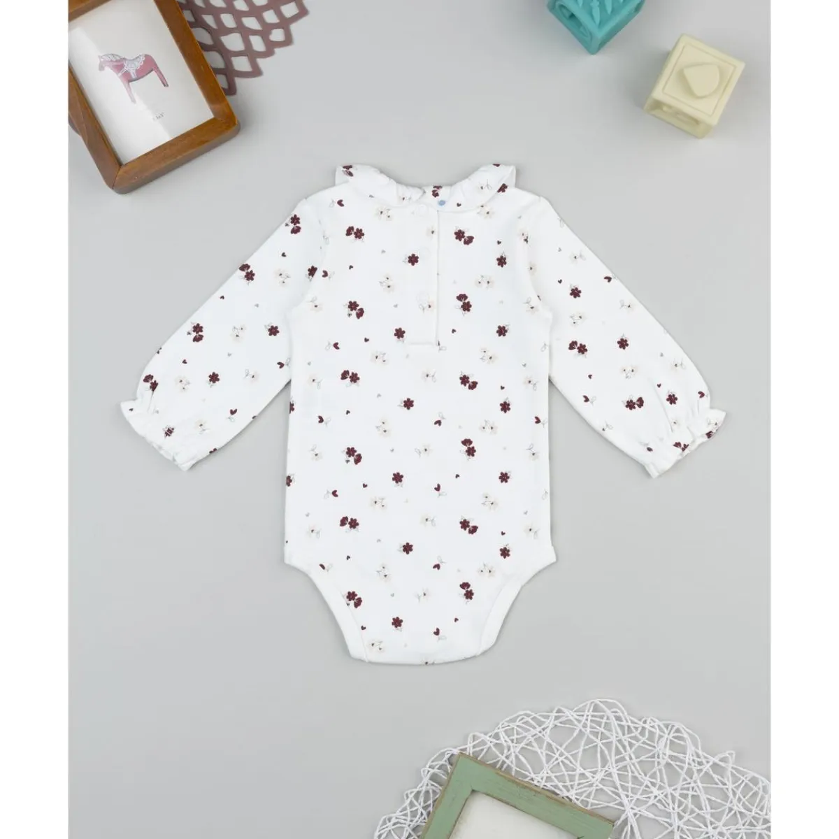 Hot Body blanco de bebé con flores y cuello Peter Pan Ropa Y Accesorios·Bodies|Recién Nacido·Ropa Y Accesorios