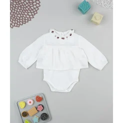 Body de niña blanco con cuello bordado*Prenatal Best