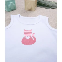 Body Infantil de Algodón Blanco con Estampado de Gatito*Prenatal Best