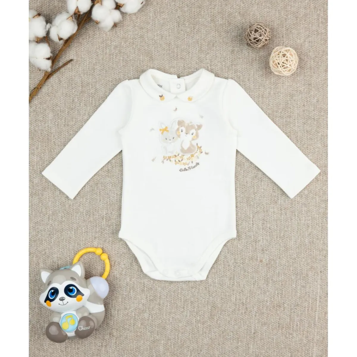 Body niña blanco con estampado de animalitos*Prenatal Clearance