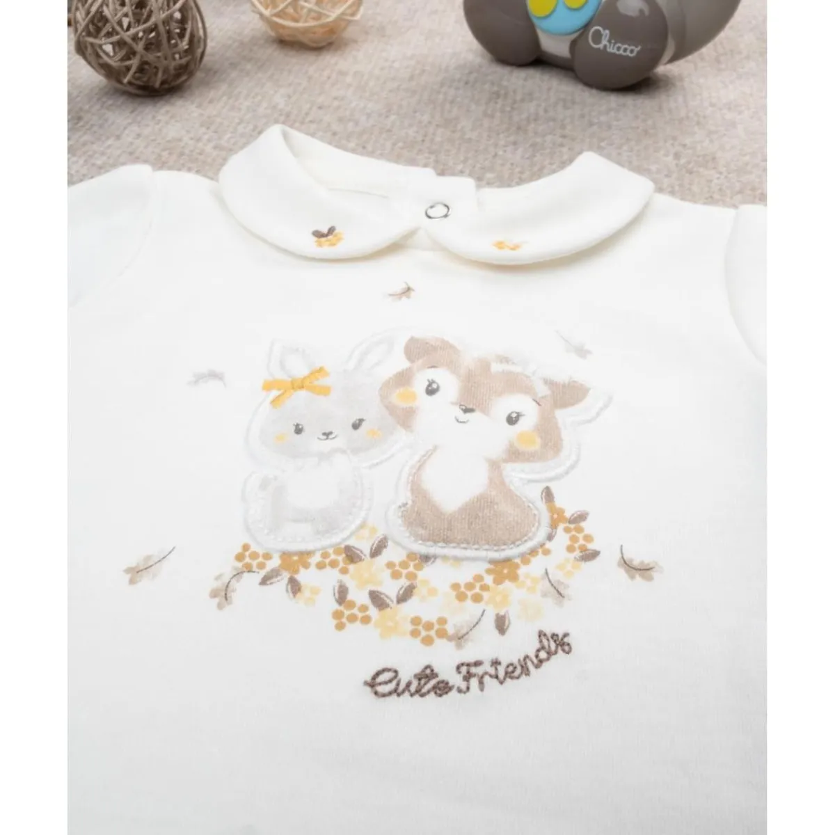 Body niña blanco con estampado de animalitos*Prenatal Clearance