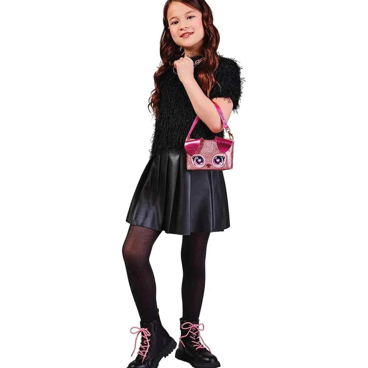 Hot Bolso de mano juguete cachorro con ojos arcoíris iluminados ㅤ Muñecas