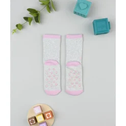 Online Calcetines antideslizantes para niña gris y rosa con flores Calzado Y Accesorios·Accesorios Y Complementos