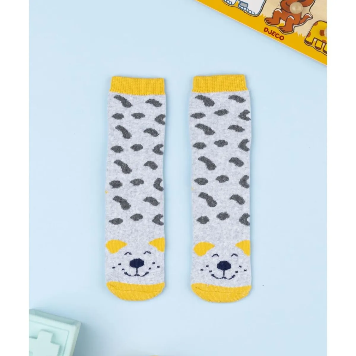 Calcetines antideslizantes gris/amarillo para niño*Prenatal Sale