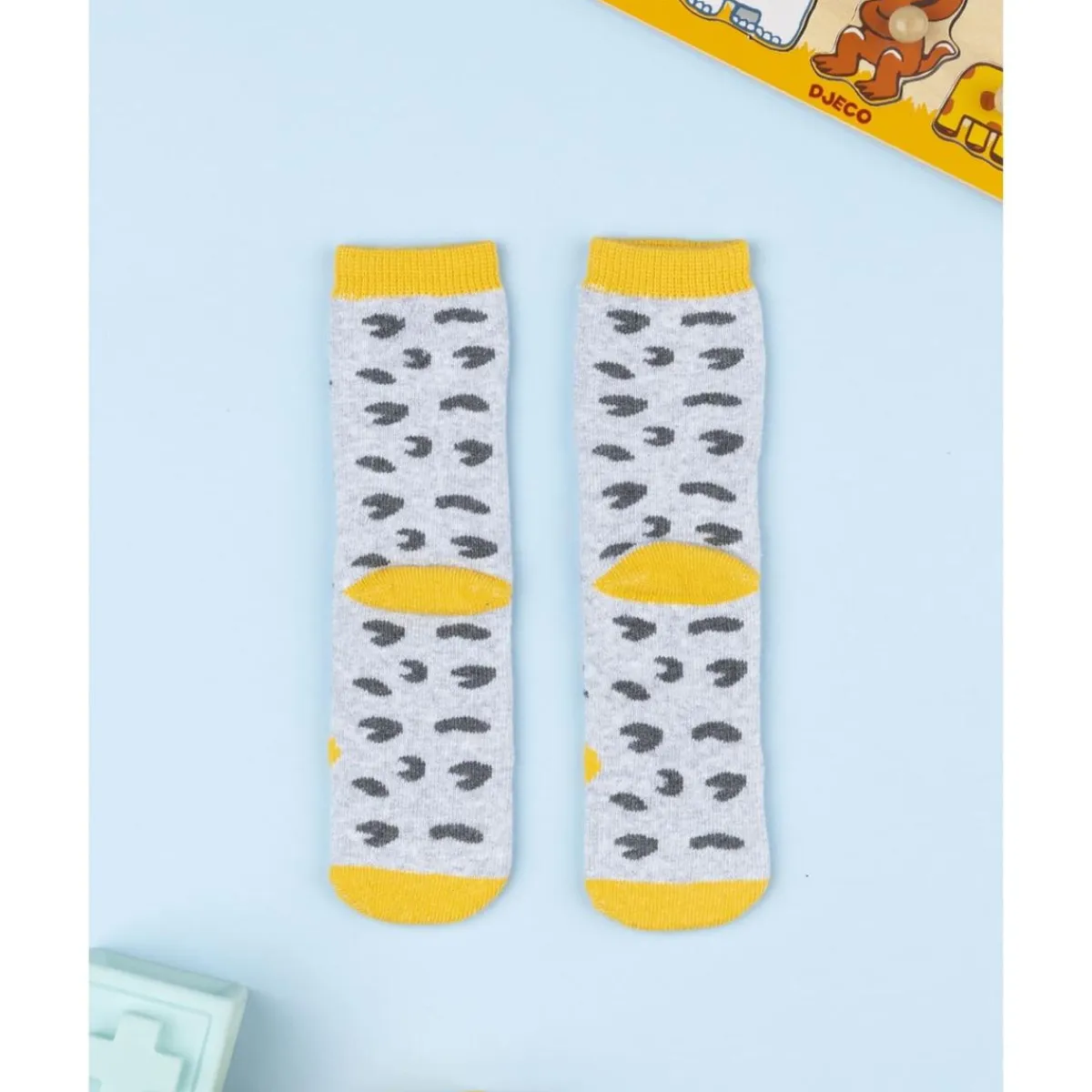 Calcetines antideslizantes gris/amarillo para niño*Prenatal Sale