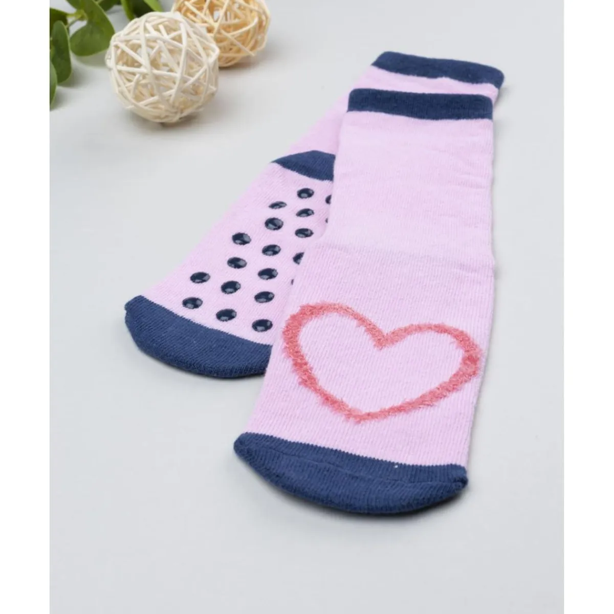Calcetines antideslizantes niña rosa corazones*Prenatal Best