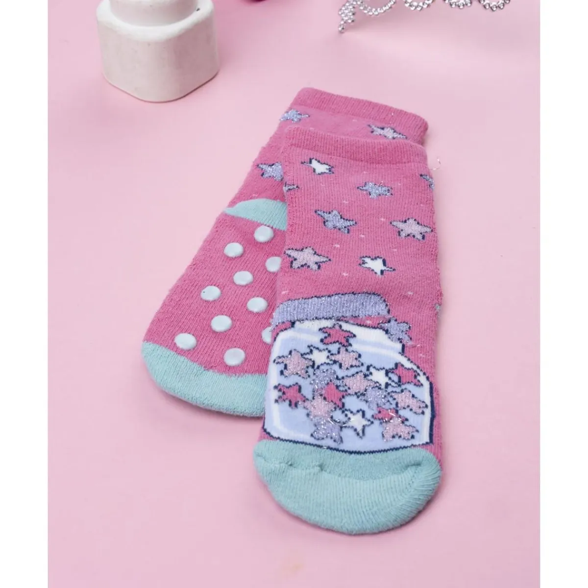 Calcetines antideslizantes fucsia de niña unicornio*Prenatal Hot