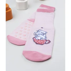 Calcetines antideslizantes niña rosa con gatos*Prenatal Outlet