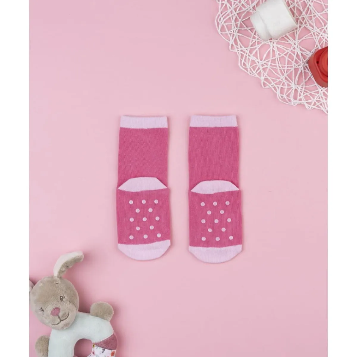 Calcetines antideslizantes fucsia con motivo de zorro*Prenatal Discount