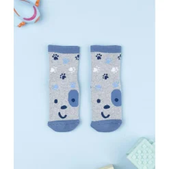 Calcetines antideslizantes de niño gris y azul con perrito Calzado Y Accesorios·Accesorios Y Complementos