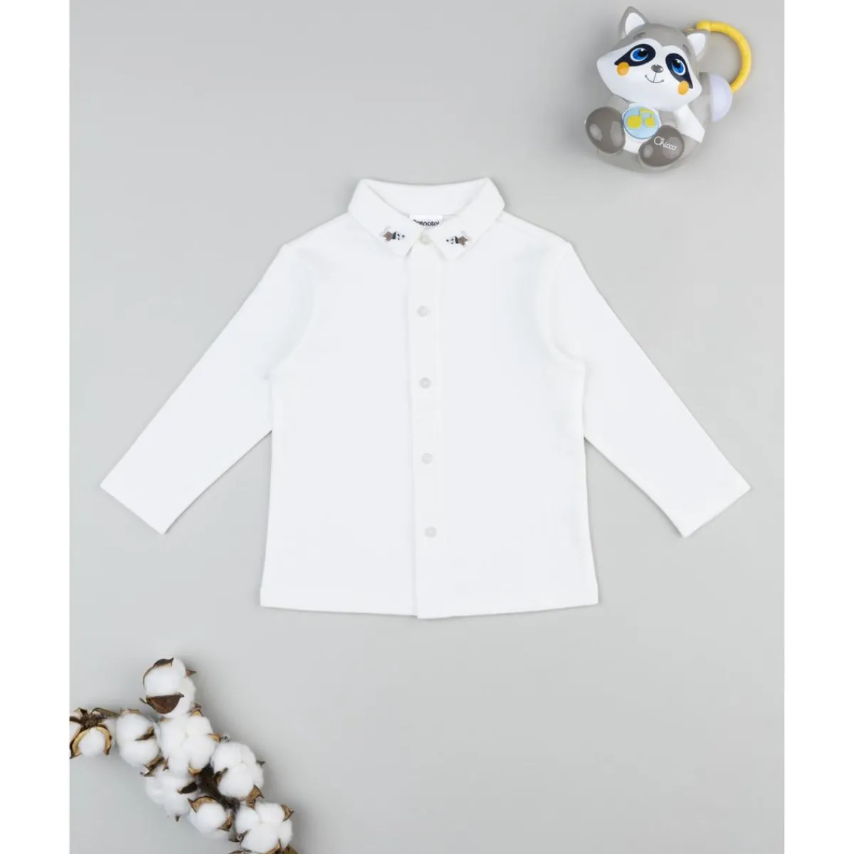 Camisa blanca con bordado perritos niño*Prenatal