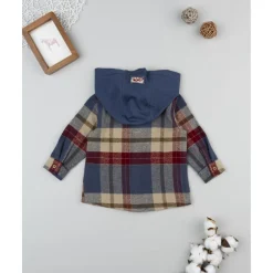 Camisa de franela multicolor con capucha para niño*Prenatal Outlet