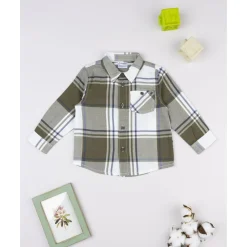 Camisa de niño de franela verde*Prenatal Best