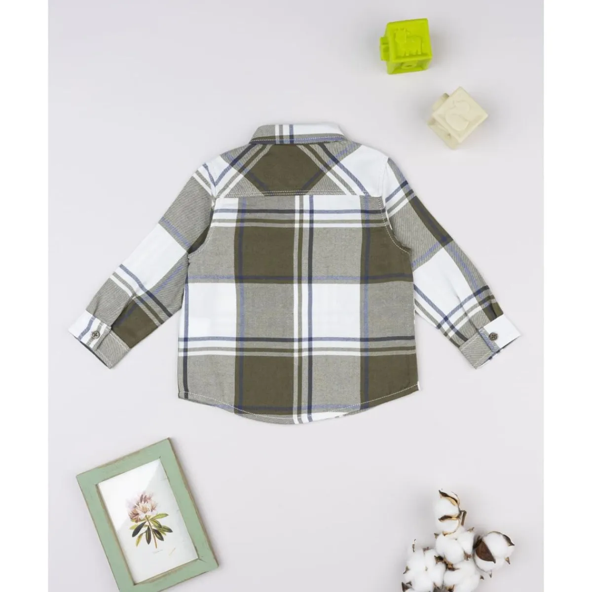 Camisa de niño de franela verde*Prenatal Best