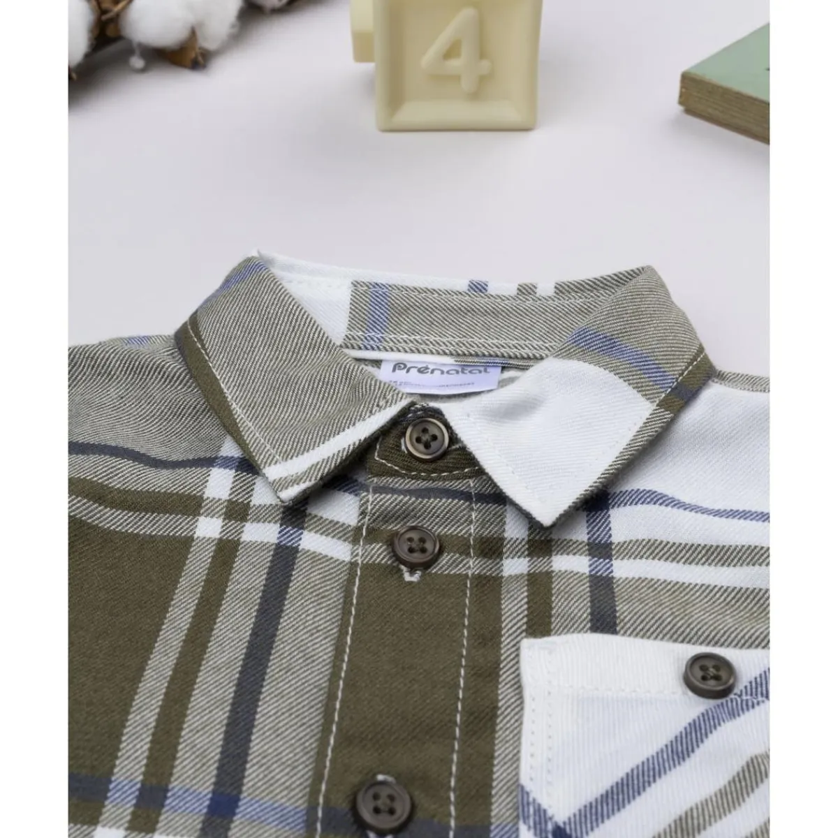 Camisa de niño de franela verde*Prenatal Best