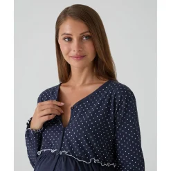 Sale Camisa de noche premamá azul marino con lunares Premamá·Íntimo Y Noche|Íntimo Y Noche·Pijamas Y Camisones