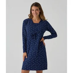 Camisa de noche premamá azul con flores all-over*Prenatal Online