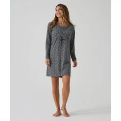 Camisa de noche premamá gris oscuro flores all-over*Prenatal Hot