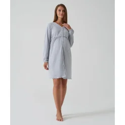 Clearance Camisa de noche premamá gris con lunares y volantes Premamá·Íntimo Y Noche|Íntimo Y Noche·Pijamas Y Camisones