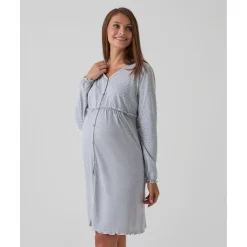 Clearance Camisa de noche premamá gris con lunares y volantes Premamá·Íntimo Y Noche|Íntimo Y Noche·Pijamas Y Camisones