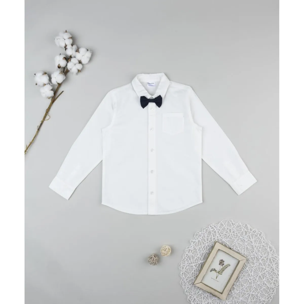 Camisa niño blanca con pajarita azul Niño·Niño 2-10 Años|Niño 2-10 Años·Camisas Y Camisetas