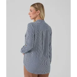 Camisa premamá rayas blancas y azules con bolsillos*Prenatal Sale