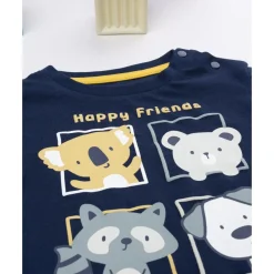 Sale Camiseta azul “Happy friends” para niño Niño·Bebé Niño 3-36 Meses|Bebé Niño 3-36 Meses·Camisas Y Camisetas