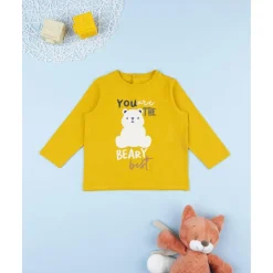 Camiseta bebé amarilla con estampado osito Niño·Bebé Niño 3-36 Meses|Bebé Niño 3-36 Meses·Camisas Y Camisetas