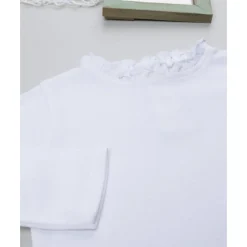 Sale Camiseta blanca con cuello trabajado para niña Niña·Bebé Niña 3-36 Meses|Bebé Niña 3-36 Meses·Camisas Y Camisetas