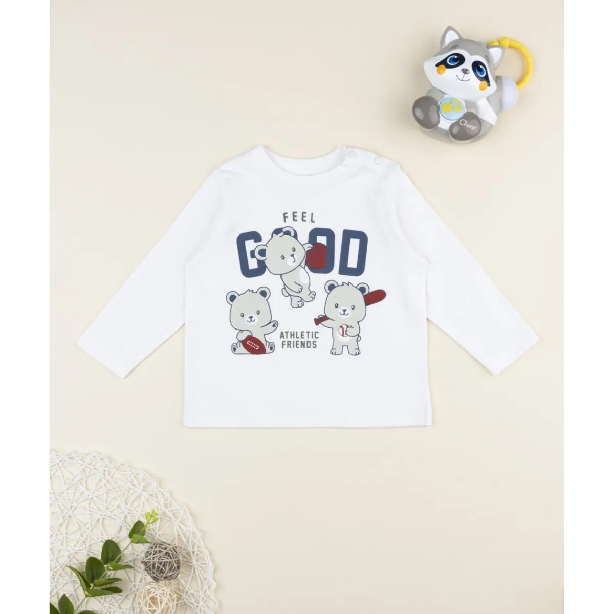Outlet Camiseta blanca con estampado "Feel Good" Niño·Bebé Niño 3-36 Meses|Bebé Niño 3-36 Meses·Camisas Y Camisetas