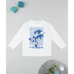 Camiseta blanca de manga larga para niño con estampado de Sonic*Prenatal Online